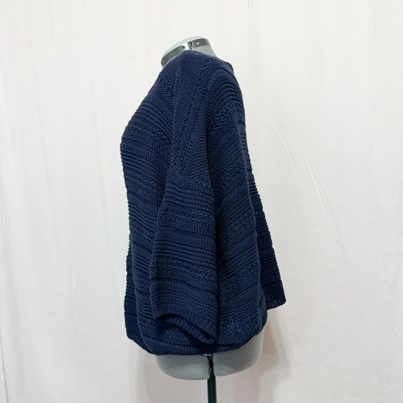 Joseph A NWT Sz XL Navy Boxy  3/4 Sleeves Crewneck Sweater - Picture 6 of 11